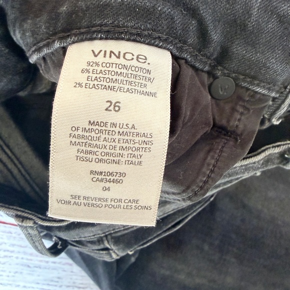 Vince Women's Mid-rise Skinny Jeans Size 26 Vintage Black Denim - Picture 2 of 11